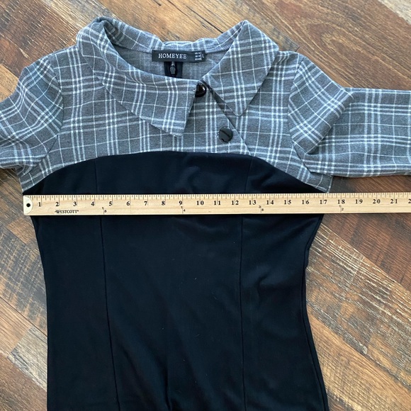 HOMEYEE Women's Retro Chic Colorblock Lapel Career Tunic Dress Large - Picture 6 of 8